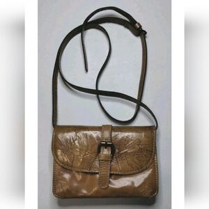 Patricia Nash Brown Leather Crossbody Multiple Pockets Adjustable Strap. 8x5 in.